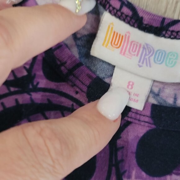 LuLaRoe Disney Nightmare Before Christmas High Low tee shirt sz 8 girls purple - Picture 3 of 4